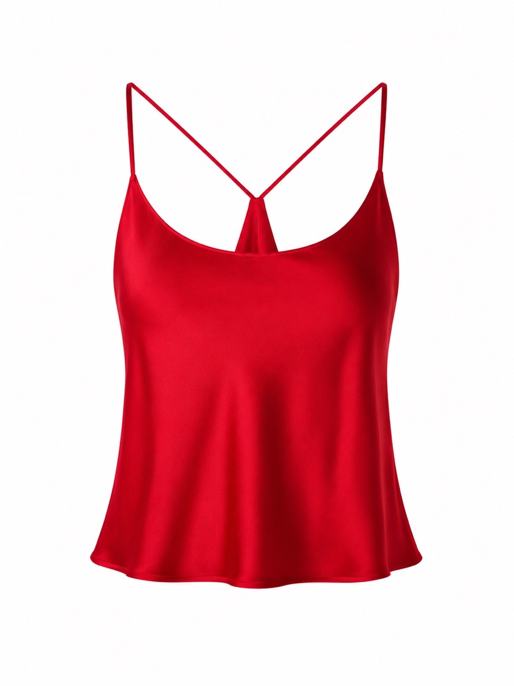 Red Satin Camisole Tank Top - Women's Strappy Cami